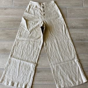 Staud Tan Linen Blend Wide Leg Pants Size: 2